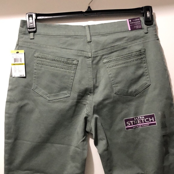 Gloria Vanderbilt Amanda Pants Women 14 Average Stretch Rhinestone Sweet Basil - Picture 5 of 11